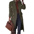 thumbnail image 1 of Langwyqu Autumn Casual Double Button Women Long Wool Blend Pea Coat Jacket, 1 of 2