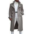 thumbnail image 1 of Langwyqu Autumn Fall Men Lapel Button Trenchcoat Male Solid Color Jacket Coat, 1 of 4
