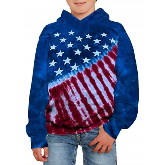 Langwyqu Autumn Spring Kids Tie Dye Print Caasual Hoodies Boys Girls Children Long Sleeved Hooded Tops