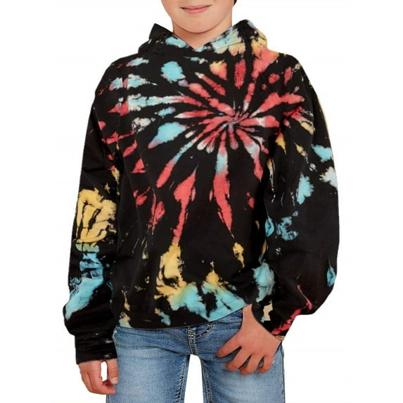 Langwyqu Autumn Spring Kids Tie Dye Print Caasual Hoodies Boys Girls Children Long Sleeved Hooded Tops