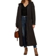 thumbnail image 1 of Langwyqu Autumn Winter Long Open Front Cardigan Knit Ankle Length Hooded Sweater With Pocket, 1 of 4