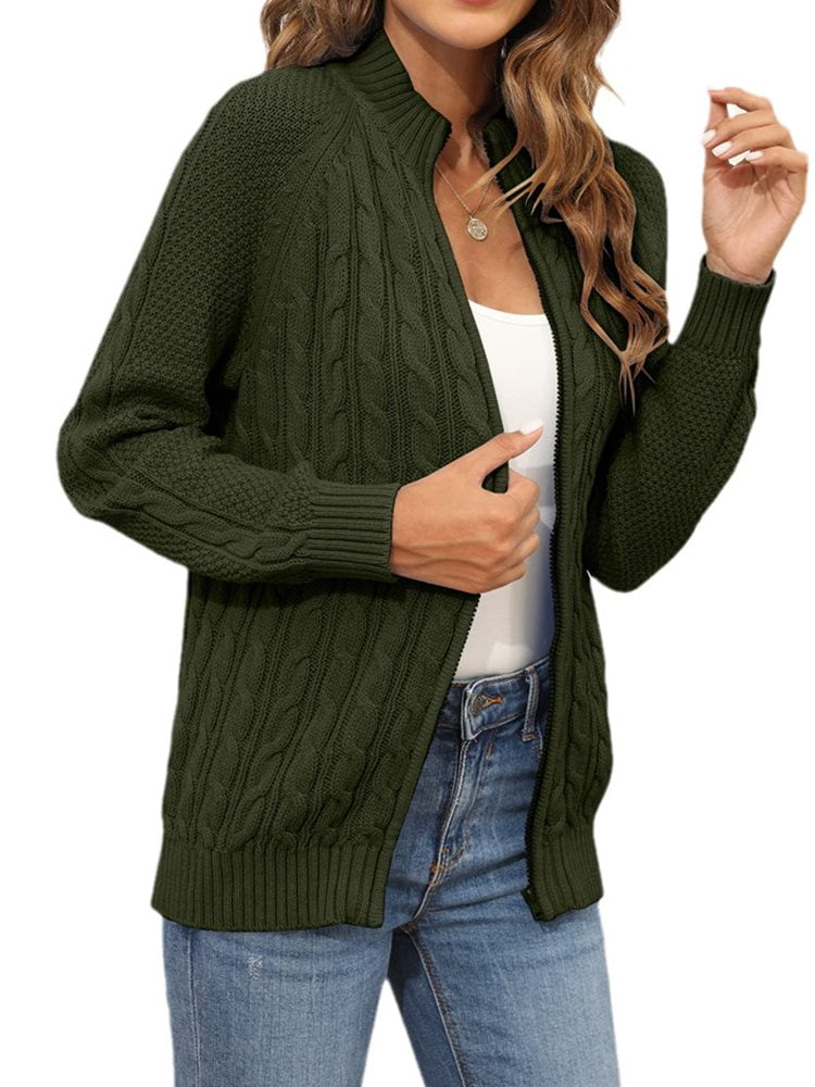 Cable-knit sleeves lapel long knitted coat