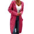 thumbnail image 1 of Langwyqu Autumn Winter Women Knit Long Hooded Cardigan Sweater With Pocket, 1 of 5