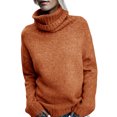 thumbnail image 1 of Langwyqu Autumn Winter Women Roll Neck Solid Knit Sweater Pullover, 1 of 5