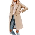 thumbnail image 1 of Langwyqu Fall Winter Women Lapel Collar Double Breasted Wool Blend Trenchcoat Long Jacket Coat, 1 of 2
