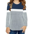 thumbnail image 1 of Langwyqu Girls Casual Long Sleeve T Shirts Children Color Block Stripe Tee Size 4-15 Years, 1 of 5