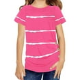thumbnail image 1 of Langwyqu Girls Casual Short Sleeve Striped T Shirts Kids Loose Tees Size 4-15, 1 of 5