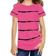 thumbnail image 1 of Langwyqu Girls Casual Short Sleeve Striped T Shirts Kids Loose Tees Size 4-15, 1 of 5