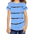 thumbnail image 1 of Langwyqu Girls Casual Short Sleeve Striped T Shirts Kids Loose Tees Size 4-15, 1 of 5