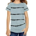 thumbnail image 1 of Langwyqu Girls Casual Short Sleeve T Shirts Striped Tunic Tops Size 4-15 Years, 1 of 5