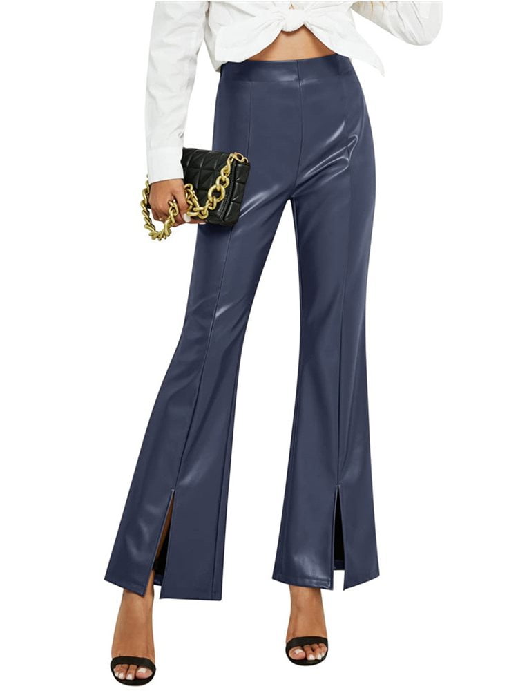 Feminine Slim High Waist Elastic PU Leather Pants Latex Style Pants Pu –  KesleyBoutique