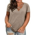 thumbnail image 1 of Langwyqu L-5XL Summer V Neck Criss Cross Shirt Women Plus Size Short Sleeve Solid Color Tops Tee, 1 of 5
