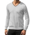 thumbnail image 1 of Langwyqu Men's V Neck Sweater Knitted Jumper Sweater Long Sleeve Pullover Top, 1 of 5