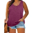thumbnail image 1 of Langwyqu Plus Size Tank Tops for Women Summer Sleeveless Henley T-Shirts Tops, 1 of 5