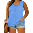 thumbnail image 1 of Langwyqu Plus Size Tank Tops for Women Summer Sleeveless Henley T-Shirts Tops, 1 of 5