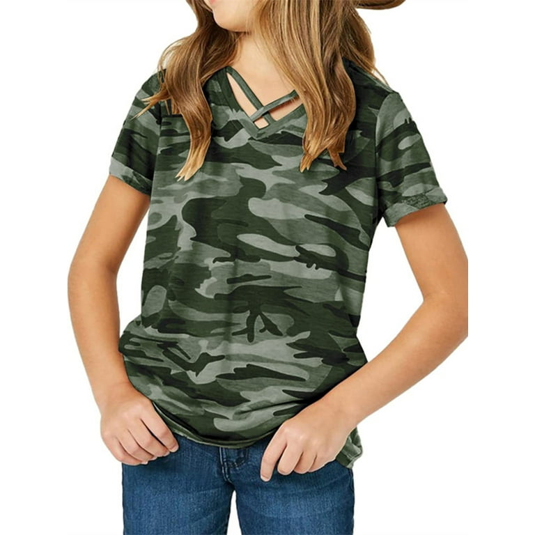 Camouflage t shirt girls hot sale
