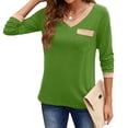 thumbnail image 1 of Langwyqu Slim Fit Women Long Sleeved V-Neck Shirt Tops, 1 of 5