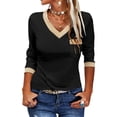 thumbnail image 1 of Langwyqu Slim Fit Women Long Sleeved V-Neck Shirt Tops, 1 of 5