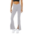 thumbnail image 1 of Langwyqu Solid Color Middle Waist Women Low Cut Casual Pants Split V Shape Flare Leg Long Trousers, 1 of 5
