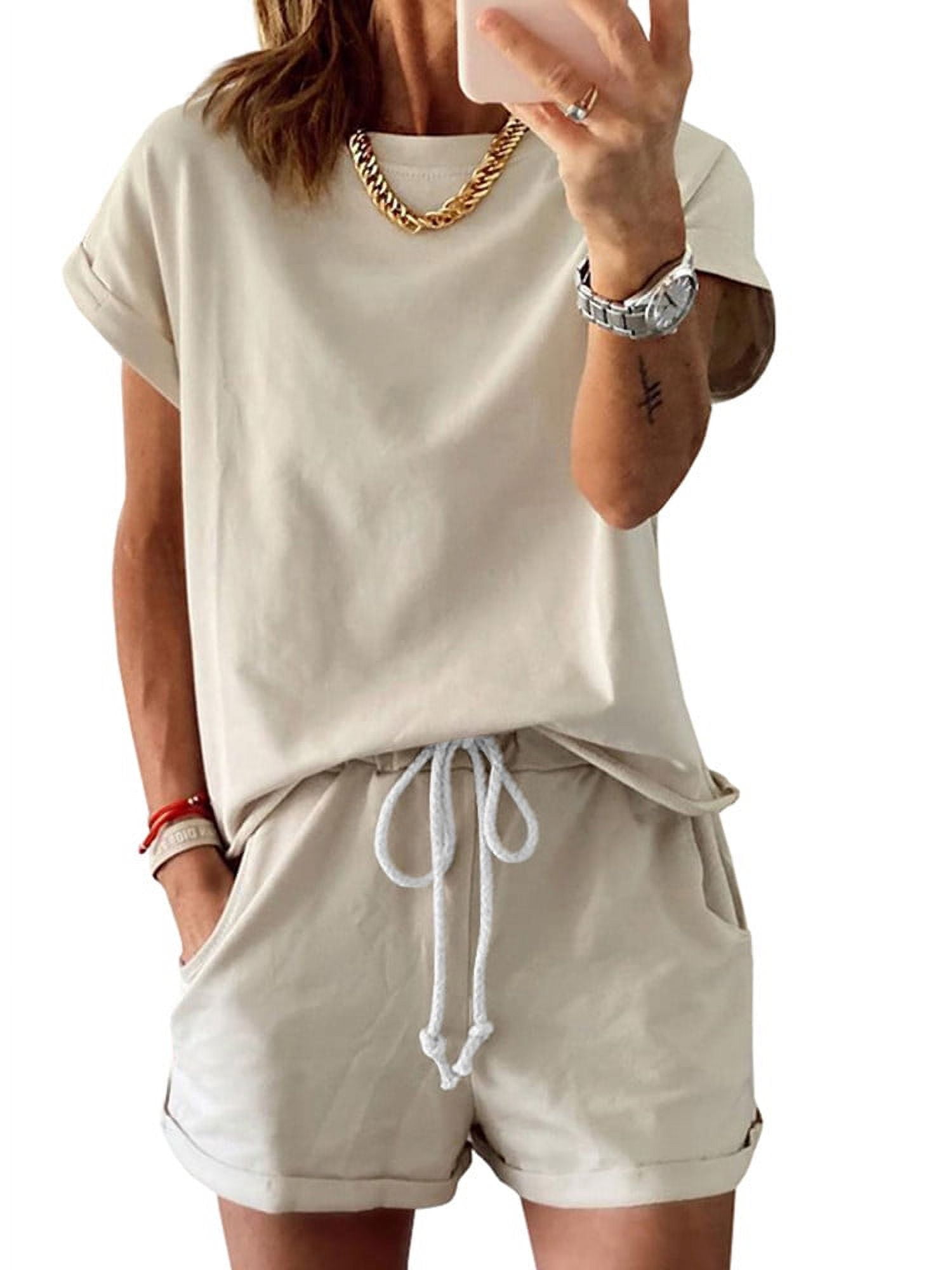 Casual Solid Color Sleeveless Top Shorts Two-piece Suit
