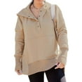 thumbnail image 1 of Langwyqu Spring Autumn Women Oversized Button Down Henley Hoodies Long Sleeve Sweatshirt, 1 of 5