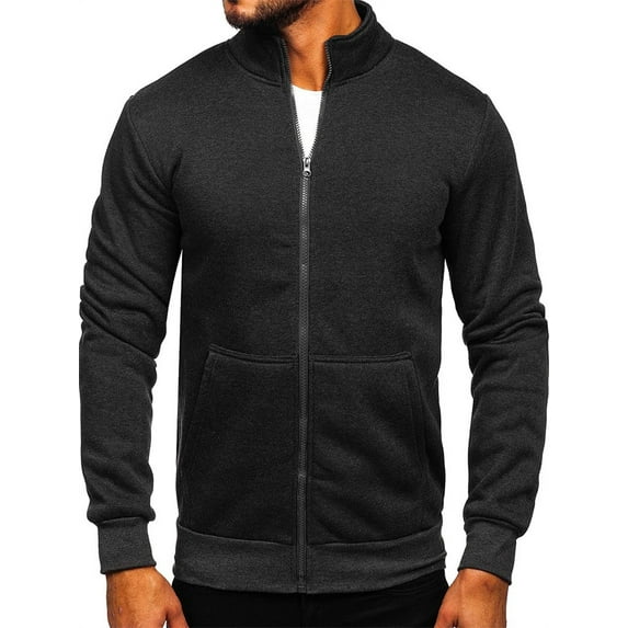 Langwyqu Spring Fall Men Long Sleeve Zipper Cardigan Hoodies With Pocket