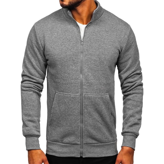 Langwyqu Spring Fall Men Long Sleeve Zipper Cardigan Hoodies With Pocket