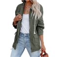 thumbnail image 1 of Langwyqu Spring Fall Women Turn-Down Collar Casual Jacket Zipper Coat With Pocket, 1 of 4