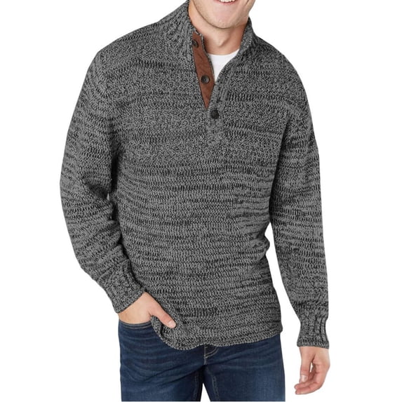 Langwyqu Stand Collar Men Casual Long Sleeve Knit Sweater Male Pullovers