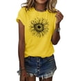 thumbnail image 1 of Langwyqu Summer Casual Round Neck Women Sunflower Print Short Sleeved T-Shirt, 1 of 5