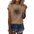 thumbnail image 1 of Langwyqu Summer Casual Round Neck Women Sunflower Print Short Sleeved T-Shirt, 1 of 5