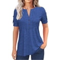 thumbnail image 1 of Langwyqu Summer Fashion Short Sleeve Casual Blouse Women Solid Color Buttons Blouse Tops, 1 of 4