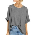 thumbnail image 1 of Langwyqu Summer Fashion Women Short Sleeve Female Solid Casual Loose Shirt, 1 of 5