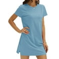 thumbnail image 1 of Langwyqu Summer Short Sleeved Solid Color Women Crewneck Casual Mini Dress, 1 of 5