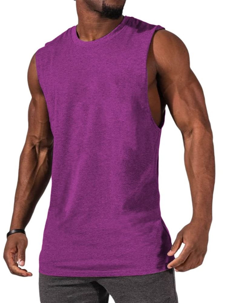 Langwyqu Summer Sleeveless Men Solid Color Tank Tops Sport Muscle