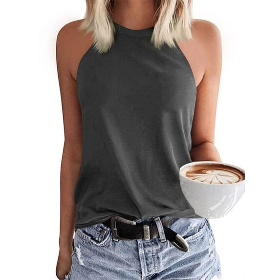 Langwyqu Summer Sleeveless Tank Tops Women Solid Color Slim Fit Casual Tops