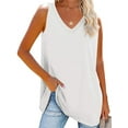 thumbnail image 1 of Langwyqu Summer Sleeveless Women V Neck Casual Tank Tops Solid Shirt, 1 of 4