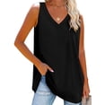 thumbnail image 1 of Langwyqu Summer Sleeveless Women V Neck Casual Tank Tops Solid Shirt, 1 of 4