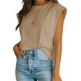 thumbnail image 1 of Langwyqu Summer Solid Color Cap Sleeve Crewneck Casual Shirt Tops, 1 of 5