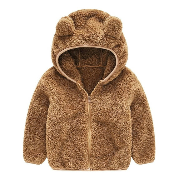Langwyqu Winter Warm Baby Fleece Jacket Toddler Zipper Coat With Hooded Ears