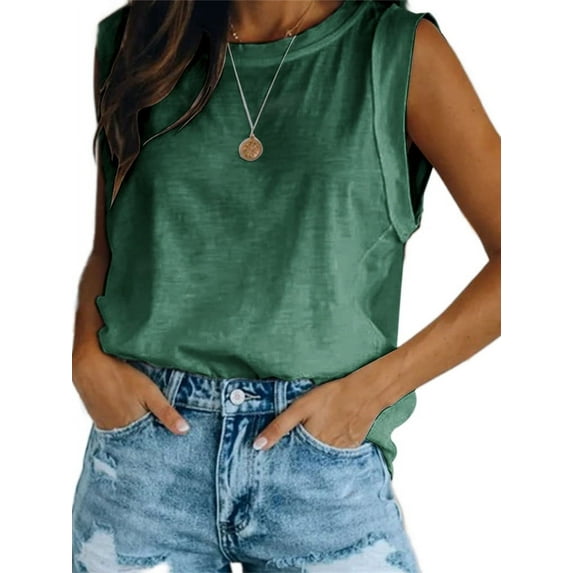 Langwyqu Women's Summer Tank Top Loose Fit Basic Sleeveless Tee Tops