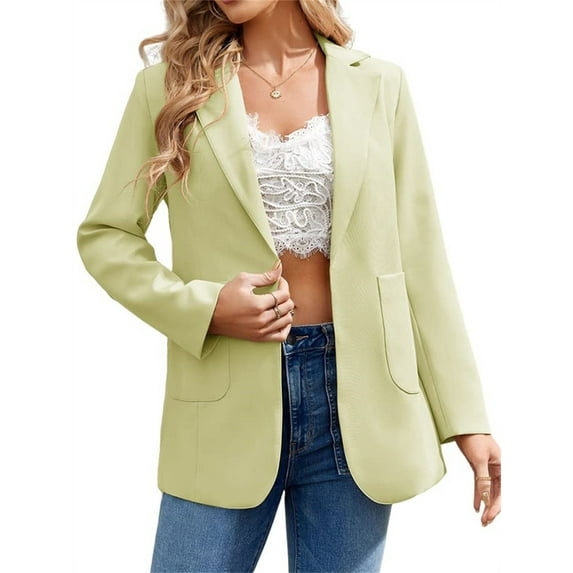 Langwyqu Womens Casual Blazers Open Front Lapel Collar Work Office Jacket