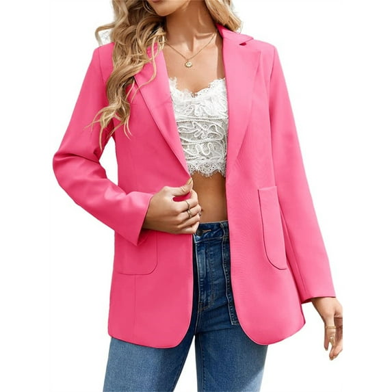 Langwyqu Womens Casual Blazers Open Front Lapel Collar Work Office Jacket
