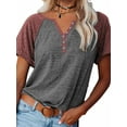 thumbnail image 1 of Langwyqu Womens Casual Raglan Sleeve Color Block T Shirts, 1 of 3