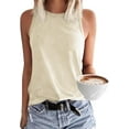 thumbnail image 1 of Langwyqu Womens' Crewneck Sleeveless Summer Casual Loose Fit Basic Shirts, 1 of 4