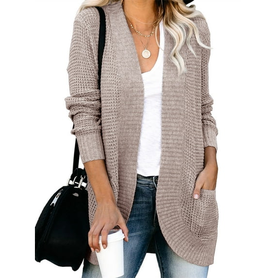 Langwyqu Womens Long Sleeve Casual Lightweight Knit Sweaters Cardigan Coat