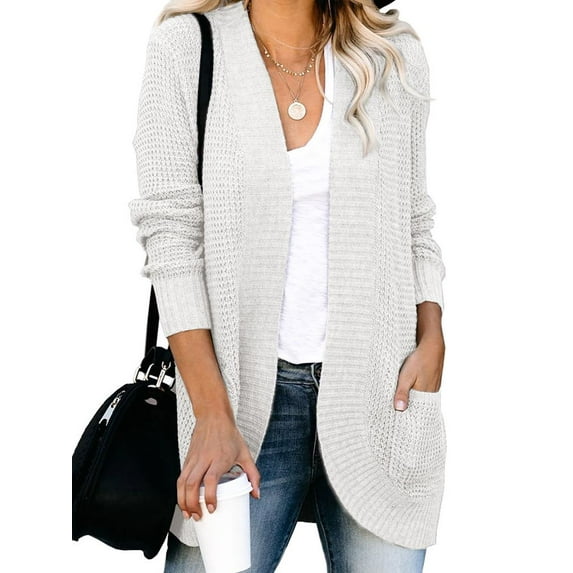 Langwyqu Womens Long Sleeve Casual Lightweight Knit Sweaters Cardigan Coat