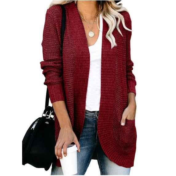 Langwyqu Womens Long Sleeve Casual Lightweight Knit Sweaters Cardigan Coat