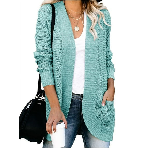 Langwyqu Womens Long Sleeve Casual Lightweight Knit Sweaters Cardigan Coat