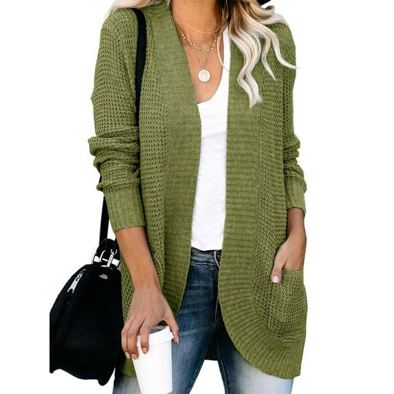 Langwyqu Womens Long Sleeve Casual Lightweight Knit Sweaters Cardigan Coat
